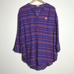 UG Apparel Clemson Tigers Purple Orange Striped Henley Tunic Top XL NCAA